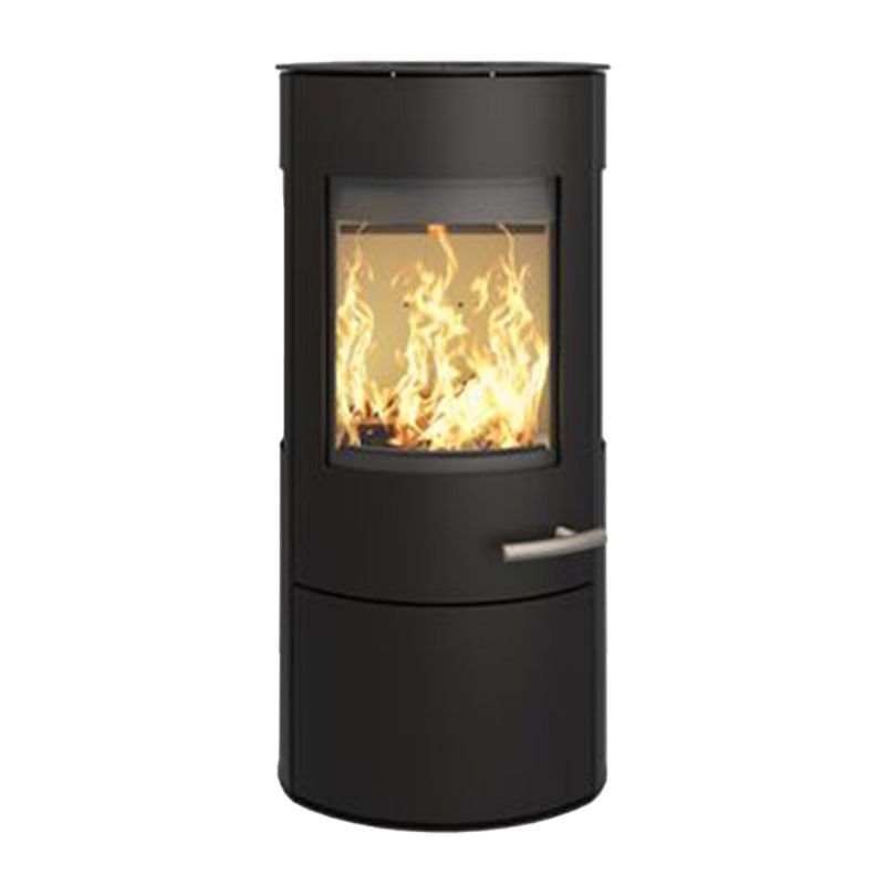 Haas+Sohn VITUS.l Stahl Kaminofen 3-Sichtscheiben mit Kochplatte mit Holzfach und Türe tief-schwarz – Bild 6