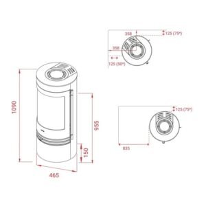Lotus Kaminofen Orbis 1 Coffee Stone ecoLine , RR hinten od. RR oben / optional Griffvarianten