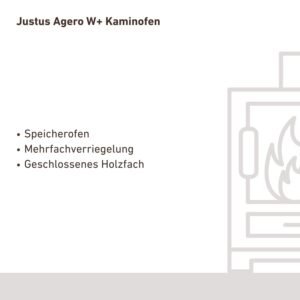 Justus Agero W+ Kaminofen Stahl Schwarz | Speckstein
