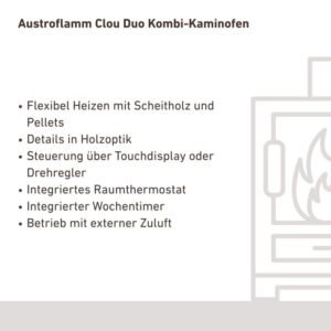 Austroflamm Clou Duo Kombi-Kaminofen Stahl Gussgrau