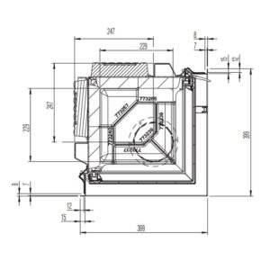 Austroflamm 38x38x57 K 2.0 Kamineinsatz Ecke links Feuerraum Schwarz