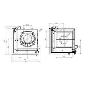 Austroflamm 55x55x51 K 3.0 Kamineinsatz Ecke links