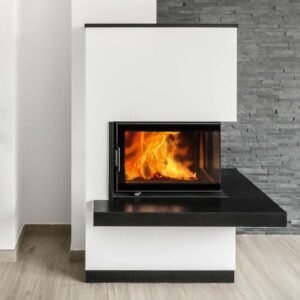 Austroflamm 63x40x42 K 2.0 Kamineinsatz Ecke rechts Feuerraum Schwarz