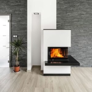 Austroflamm 63x40x42 K 2.0 Kamineinsatz Ecke rechts Feuerraum Schwarz
