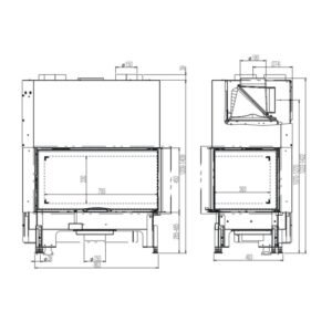 Austroflamm 89x49x45 S 2.0 Kamineinsatz Ecke rechts