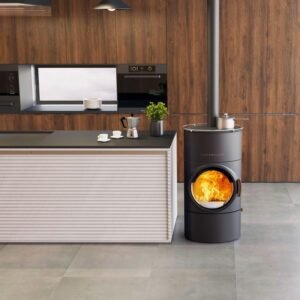 Austroflamm Clou compact Cook Kaminofen Stahl gussgrau, RR oben