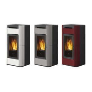 Edilkamin Tera H 30 EVO wasserführender Pelletofen Keramik Bordeaux inkl. Kit R-FX