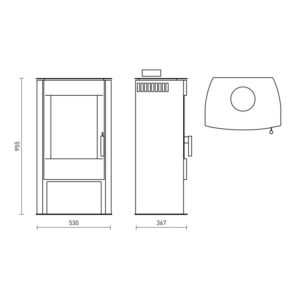 Fireplace Tuvalu Kaminofen Stahl Schwarz | Topplatte Sandstein