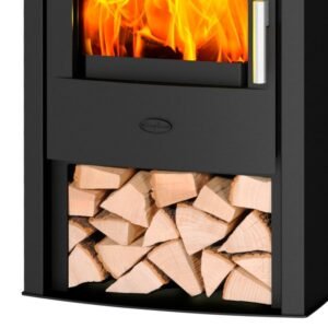 Fireplace Tuvalu Kaminofen Stahl Schwarz | Topplatte Sandstein