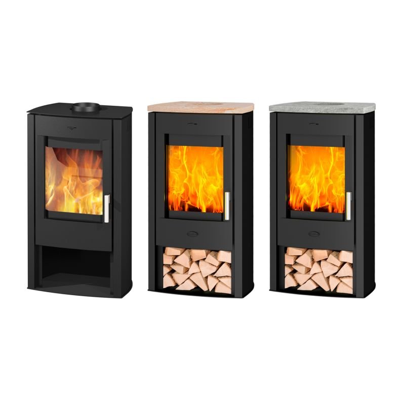 Fireplace Tuvalu Kaminofen Stahl Schwarz | Topplatte Sandstein – Bild 6
