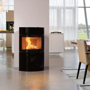 Austroflamm Fynn Xtra 2.0 Kaminofen Stahl / Schwarz, Glasfront Oben + Unten
