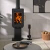 Hergom Glow Kaminofen Gusseisen Schwarz mit Standfuß