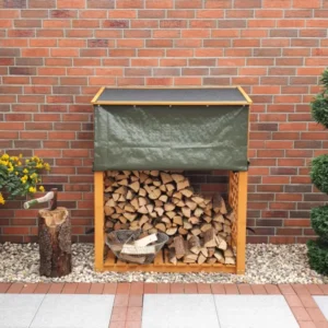 Kaminholzregal Speyer Honigbraun mit Wetterschutz