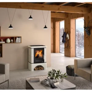 Justus Kaminofen Bavaria Ahorn Weiß inkl. Sockel 7 kW Ofenkacheln