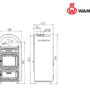 Wamsler Etna Kaminofen Gusseisen Schwarz 9 kW