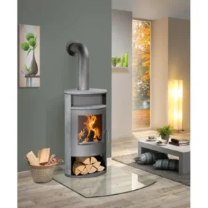 Justus Kaminofen Island Aqua Speckstein-Verkleidung Gussgrau 10 kW