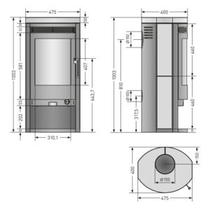 Justus Baltrum 5 D 2.0 Kaminofen Stahl Schwarz