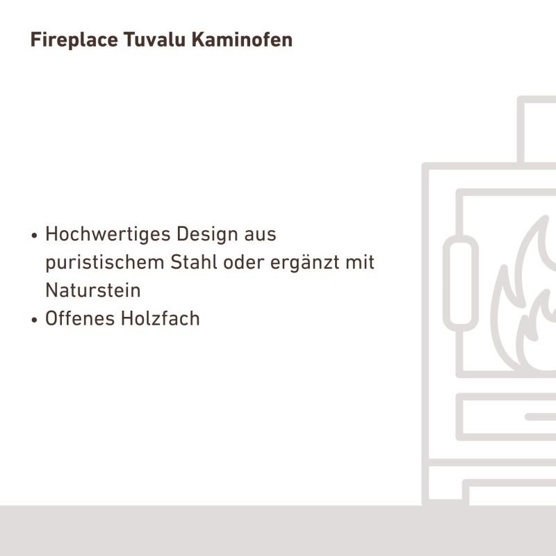 Fireplace Tuvalu Kaminofen Stahl Schwarz | Topplatte Sandstein – Bild 8