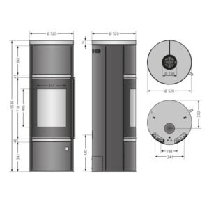 Oranier Arena Aqua 2.0 wasserführender Kaminofen Stahl Schwarz mit Abdeckplatte Glas