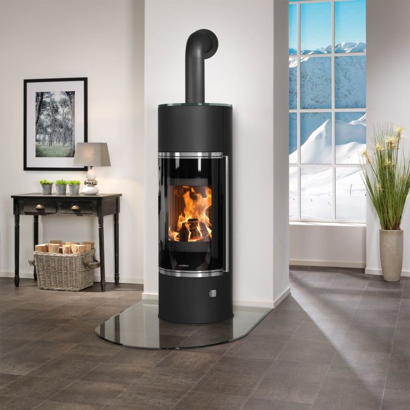 Oranier Arena Aqua 2.0 wasserführender Kaminofen Stahl Schwarz mit Abdeckplatte Glas – Bild 3
