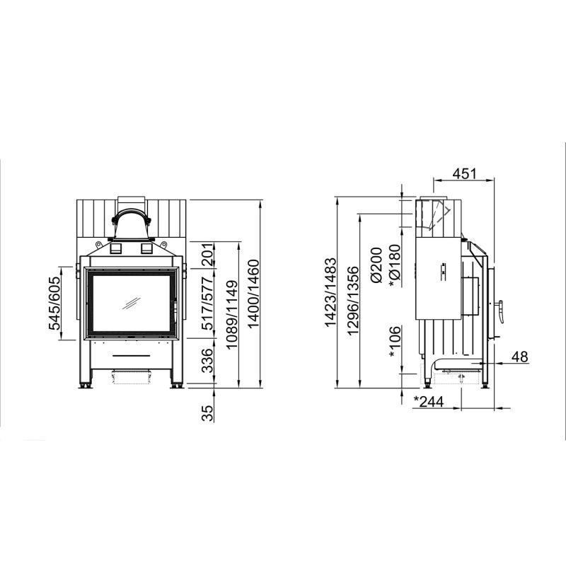 Spartherm Varia 1V Kamineinsatz links 1483 Höhe 200 mm RR – Bild 4