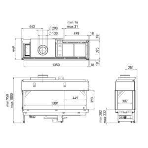 Spartherm DRU Metro 130XTL-41 RCH Gas-Kamineinsatz G31 / Rechts / Ceraglas / Clear View