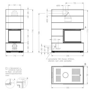 Spartherm Kaminbausatz SIM 1/3/Arte U-70h-4S Natur