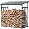 holz4home Kaminholzregal Metall für Außen Anthrazit Pulverbeschichtet Inklusive Ofenhandschuh M