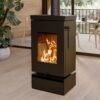 Thermorossi Zen W Kaminofen Stahl Schwarz mit Holzfach, Auslaufmodell