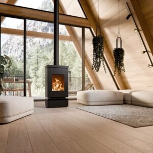 Thermorossi Zen W Kaminofen Stahl Schwarz mit Holzfach, Auslaufmodell