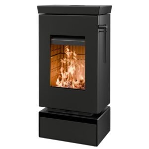 Thermorossi Zen W Kaminofen Stahl Schwarz mit Holzfach, Auslaufmodell